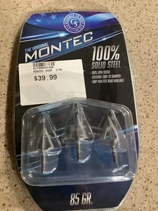 G5 Outdoors Montec 85  Grain  100% Steel Fixed 3 Blade Broadheads (3 Pack) NEW - Picture 1 of 2