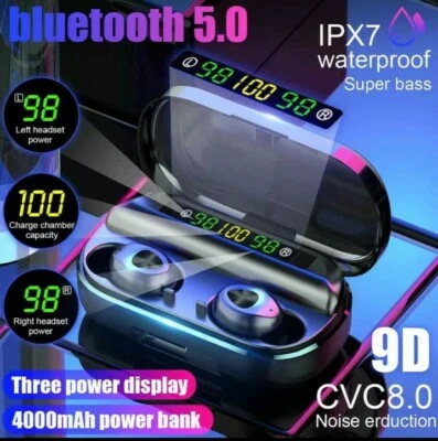 4200mAh TWS Bluetooth 5.0 Earbuds IPX7, wireless charge case, noise cancellation - Image 1 of 4