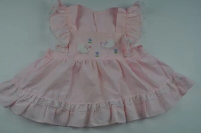 Vestido Vintage Bebé Niñas 6-9 Meses Delantal Rosa Sin Marca Foto 1 de 4