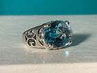 🌸 Silpada Sterling Silver “Blue Cove” Aqua Glass  Cocktail Ring Size 6 (R33)🌸