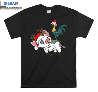 Disney Moana Pua And Hei Hei Christmas Ligh Hoodie Tshirt Men Women Unisex AB419 - Image 1 of 4