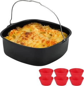 8inch Square Non Stick Cake Mold Air Fryer Pan Stainless Steel 8 Inch, Black - Picture 1 of 7