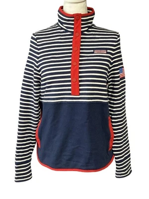 Camisa Vineyard Vines Shep para mujer XS azul marino a rayas algodón pulóver patriótico Foto 1 de 4