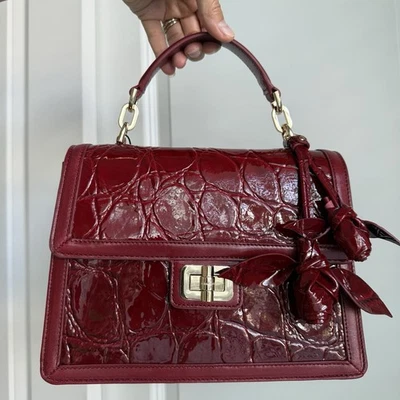Bolso Hallie Pequeño Brahmin Cuero Claudine Rojo con Par Rosa Foto 1 de 4