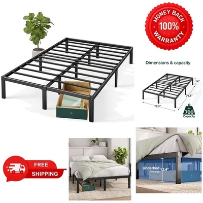 14-дюймовый металлический каркас кровати-платформы King с местом для хранения под кроватью - прочный и шикарный - Изображение 1 из 4