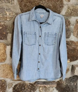 Carhartt Fairview Chambray Button Up Shirt Women Blue Size Med Work Casual - Picture 1 of 13