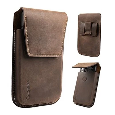  Leather Cell Phone Holster with Belt Clip, Flip Case for iPhone XL Darkbrown - image 1 of 4