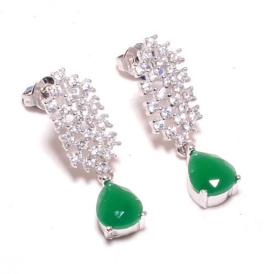 Pendiente de plata de ley 925 Sakota Mines esmeralda y topacio (simulado) 1,01" (7) Foto 1 de 3