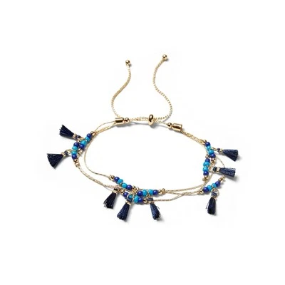 Banana Republic Women's Blue Summer Fridays Fringe Slider Bracelet NWT 45 - Image 1 of 4