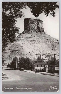 Castle Rock Green River WY Wyoming RPPC foto real 1951 postal de Sanborn - Imagen 1 de 2