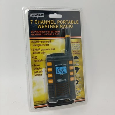 Springfield NOAA 7 Channel Emergency Weather Radio LED Flashlight Black 96200 - Image 1 of 3