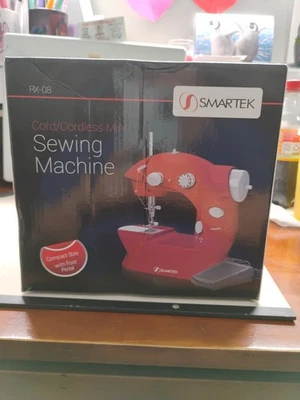  Smartek MIni Sewing Machine with Pedal Red Model RX-8.  - Image 1 of 4