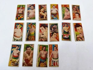 1950s Japanese SUMO MENKO Vintage Card Lot of 16 Sumo Wrestler Japan Ephemera - Picture 1 of 22