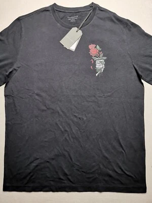 Camiseta negra lavada manga larga marchita All Saints para hombre UK S NUEVA CON ETIQUETAS Crew Foto 1 de 4