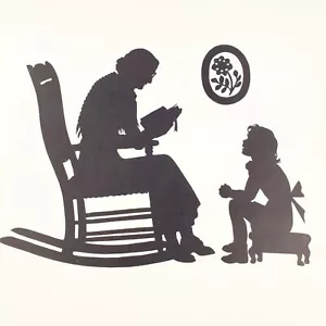 Póster vintage de los años 50 de siluetas Gedge Harmon, la abuela leyendo la Biblia 17x23 - Imagen 1 de 6