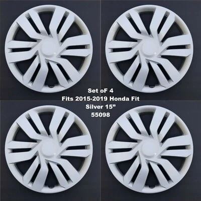 New Wheel Covers Hubcaps Fits 2015-2019 Honda Fit 15" Silver Set Of 4 Foto 1 de 4
