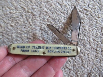 Винтажный Imperial карманный нож дерева Co транзита смесь бетона Co боулинг зеленый OH - Изображение 1 из 4