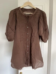 Free People Ladies Brown Thin Cotton Shirt Cover-Up Size S - Picture 1 of 4