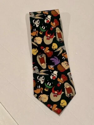Men’s 100% Silk Vintage Looney Tunes All Over Pattern Warner Brothers Tie - Image 1 of 4