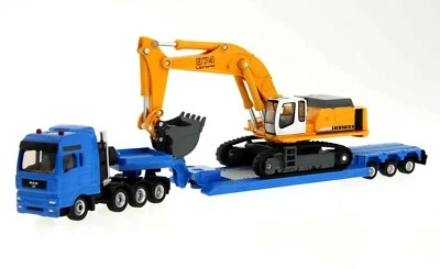 Siku 1847  1:87- MAN Heavy Haulage Low Loader with Liebherr 974 Excavator H0 New - Image 1 of 4