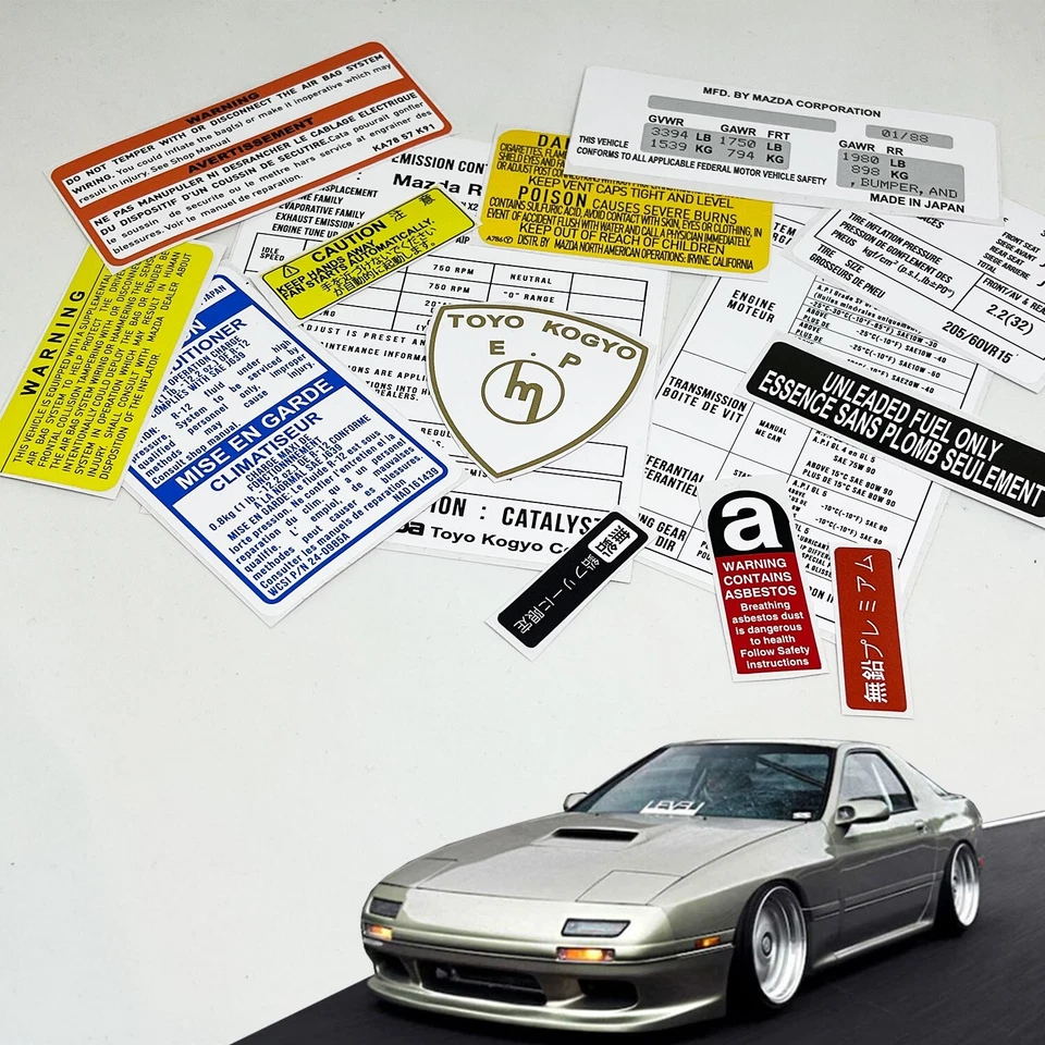 Mazda Rx7 Fc Restoration Warning Caution Underbonnet Engine Bay Stickers Label - Изображение 1 из 3