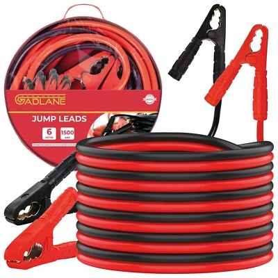 GADLANE Jump Leads 6M 1500A Batteria Auto 30mm2 Cavi Spessi Morsetti Forti Van