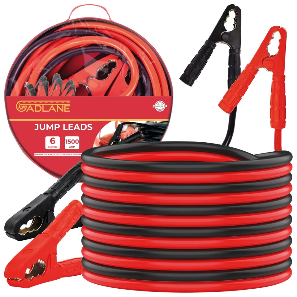 GADLANE cables de salto 6M 1500A batería de automóvil 30 mm2 cables gruesos abrazaderas fuertes furgoneta