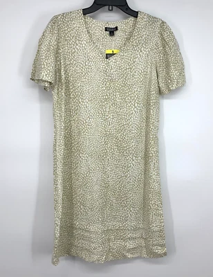 Nicole Miller Dress Women Size Small Linen Blend V Neck Short Sleeve Pleated NWT - Image 1 of 4
