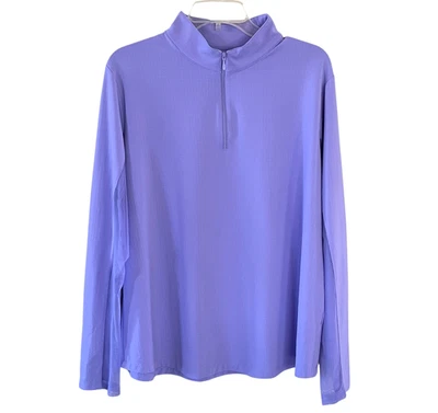 NUEVO SIN ETIQUETAS IBKUL Para Mujer Talla XXL Púrpura 1/4 Cremallera Pullover Manga Larga Cuello Simulado Top Foto 1 de 4