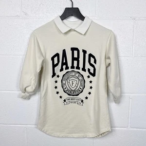 Zara Girls Paris Velvet Letter Sweatshirt Dress Tunic Top Size 8 - Picture 1 of 9