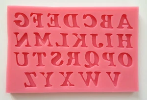 Molde de silicona con letras del alfabeto alfombrilla de fondant decoración de pasteles cupcakes hornear - Imagen 1 de 1