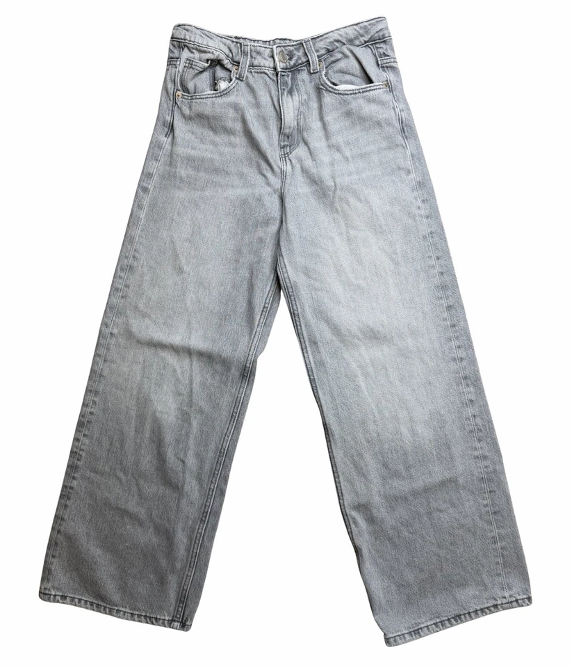 Pantalones de mezclilla holgados gris claro de pierna ancha Zara para mujer/niña Y2K años 90 talla 13-14/XS Foto 1 de 4