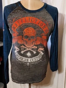 Affliction American Customs Men's Raglan 3/4 Sleeve Shirt Medium - Picture 1 of 6