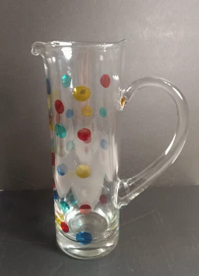 Cocktail Pitcher Slim Polka Dot One Quart Quality Glass Excellent Used  - Image 1 of 4