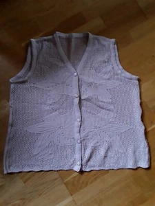Leichte Damen Strick-Weste Gr.48/50 beige Lochmuster - Bild 1 von 6
