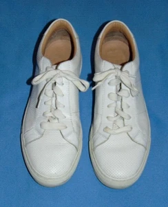 MEN'S  GREATS BROOKLYN  MADE IN ITALY  WHITE PERFORATED  LEATHER SNEAKERS  10.5 - Picture 1 of 6
