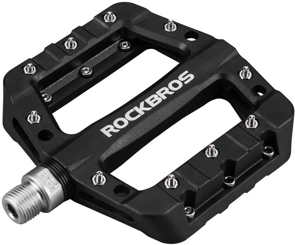 Pedales de Bicicleta ROCKBROS Nylon Fibra 9/16" Plataforma de Ciclismo Pedales Planos Antideslizantes Foto 1 de 4