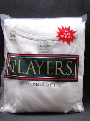2 Tall Mens White Cotton Players Crew-Neck Tee Shirts XLT 46-48in - Image 1 of 2