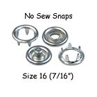 10 Silver Metal Open Ring No Sew Snap Fasteners - Size 16 (7/16") - Nickel Free