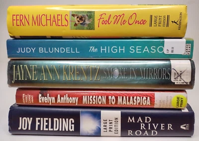 5 Large Print MYSTERY / CONTEMPORARY / ROMANCE Book Lot ~ Ex-Library ~ PB & HC - Image 1 of 4