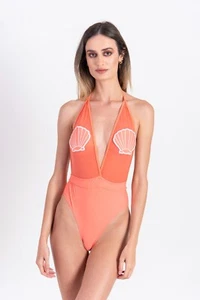 Golddigga Women Shell Badge Swimsuit Ladies Coral Shell size US 8/ UK 12/ EU 40 - Picture 1 of 5