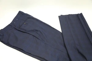 #348 Hickey Freeman Blue Plaid Suit Pants Size 33  Flat front - Picture 1 of 3
