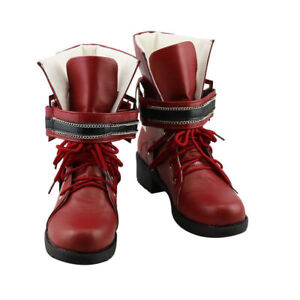 Final Fantasy VII Remake Tifa Lockhart Cosplay Shoes Game FF7 Red Leather Boots