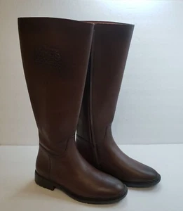 Coach Women Fynn Wide Calf Riding Boots Size 5.5 Walnut Brown Leather Equestrian - Picture 1 of 15