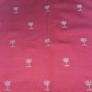 Jacquard Woven Palm Trees Upholstery Fabric 2 Yards Red Maroon Designer - Picture 1 of 6