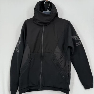 Chaqueta Adidas Originales Para Hombre Mediana Negra Cremallera Completa Con Capucha Logo Trifolio Foto 1 de 4