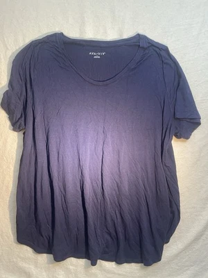 Top informal para mujer Ava Viv talla 2X azul algodón manga corta Foto 1 de 3