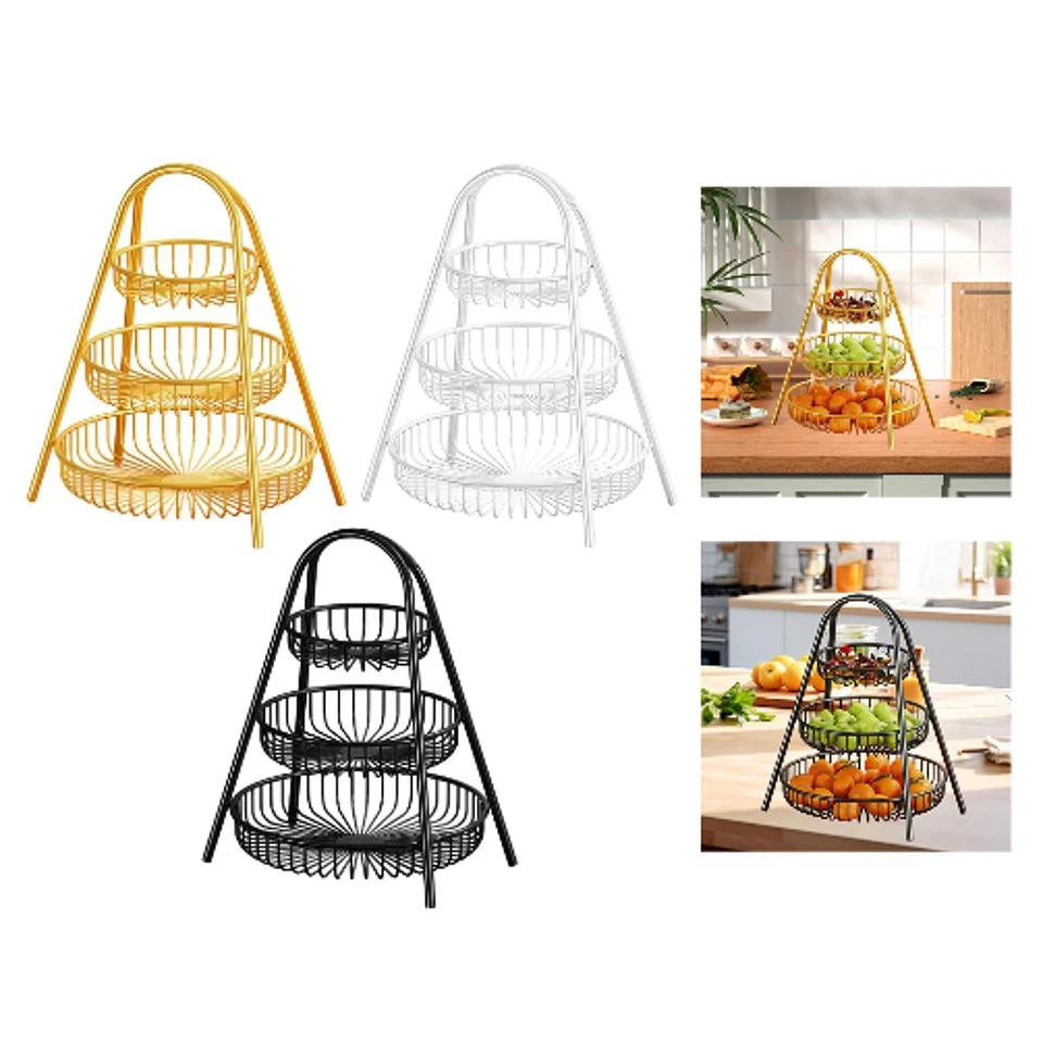 3 Tiered Fruit Basket Serving Tray Space Saving Multifunctional with Handle - Bild 1 von 1
