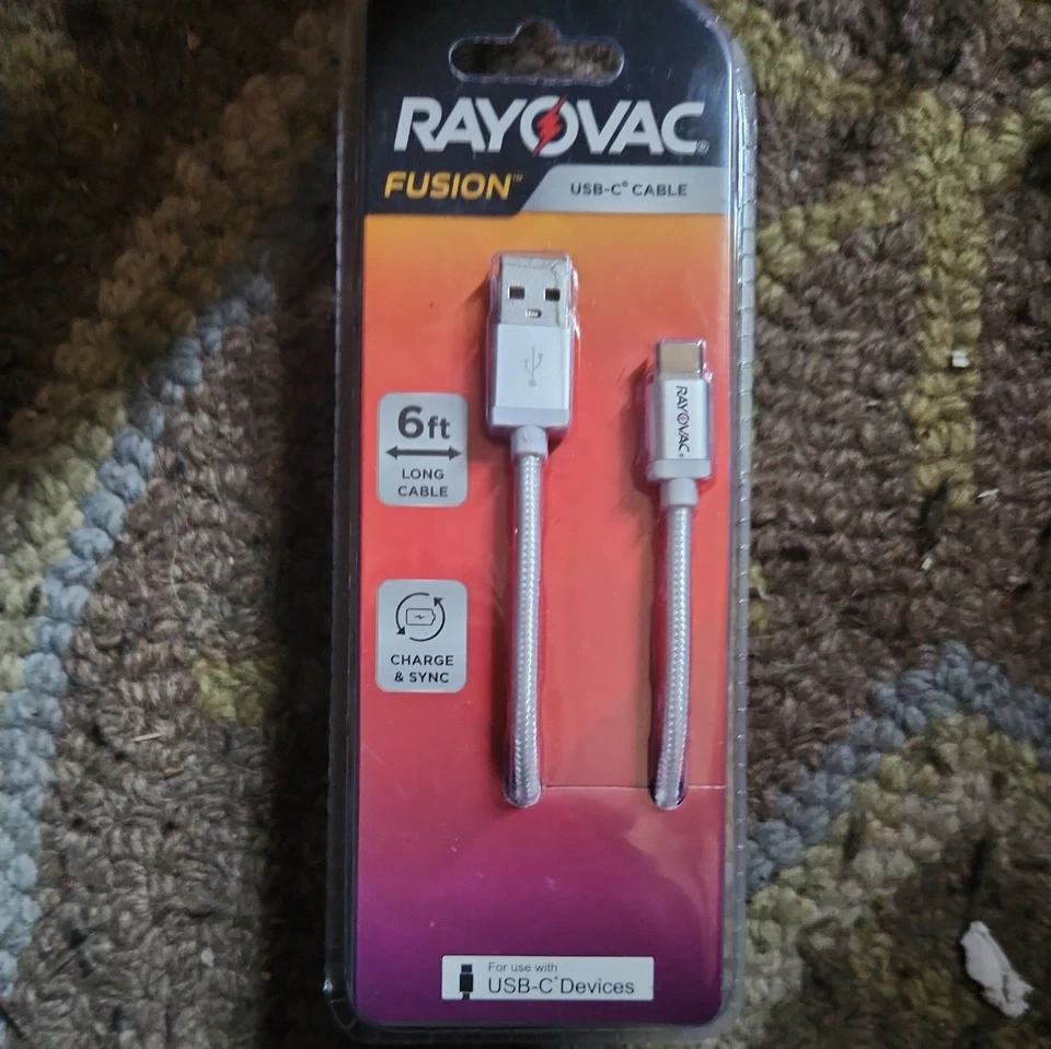 Rayovac Fusion 6 Foot USB C Cable Charging & Sync Silver 1 Pack - Image 1 of 1