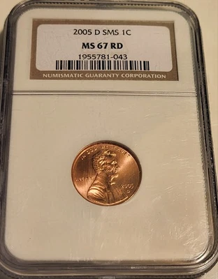 2005 D Lincoln Memorial Penny! NGC MS67RD Beautiful Graded Penny! - Image 1 of 4